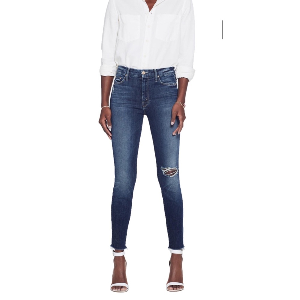 Mother High Waisted Looker Ankle Fray Jeans